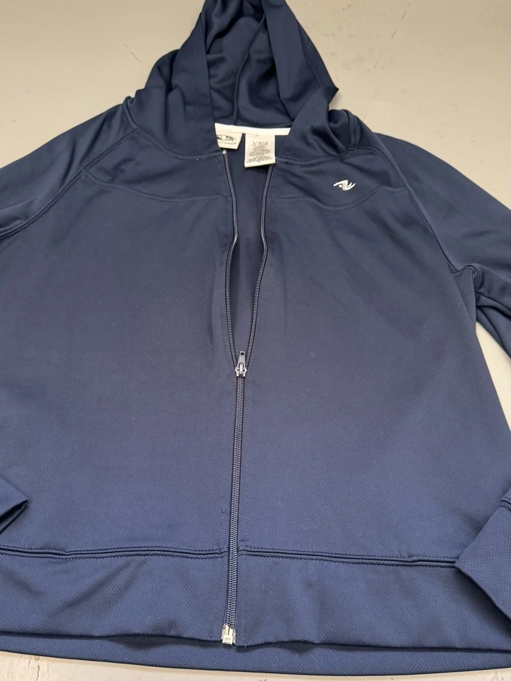 Athletic Works Navy Full-Zip Hooded Windbreaker Spring Jacket size large